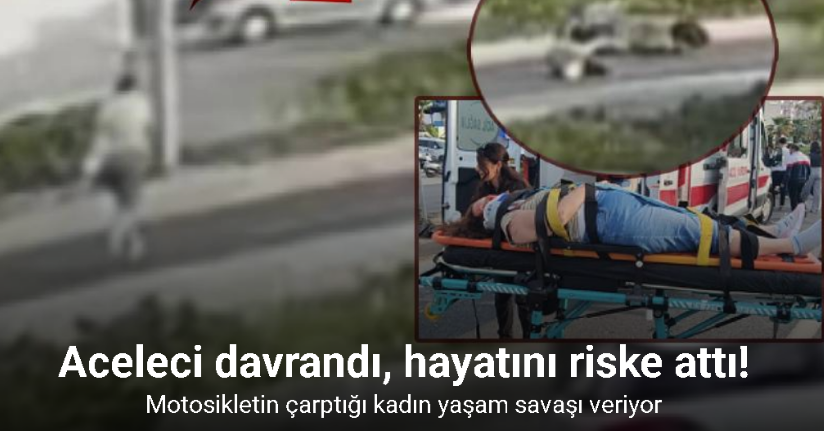 Motosikletin çarptığı kadın ağır yaralandı
