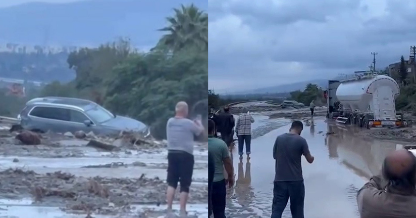 Hatay’da heyelanın kapattığı otoyolda ulaşım durdu