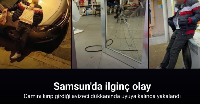 Kapı camını kırıp girdiği avizeci dükkanında uyuya kalınca yakalandı