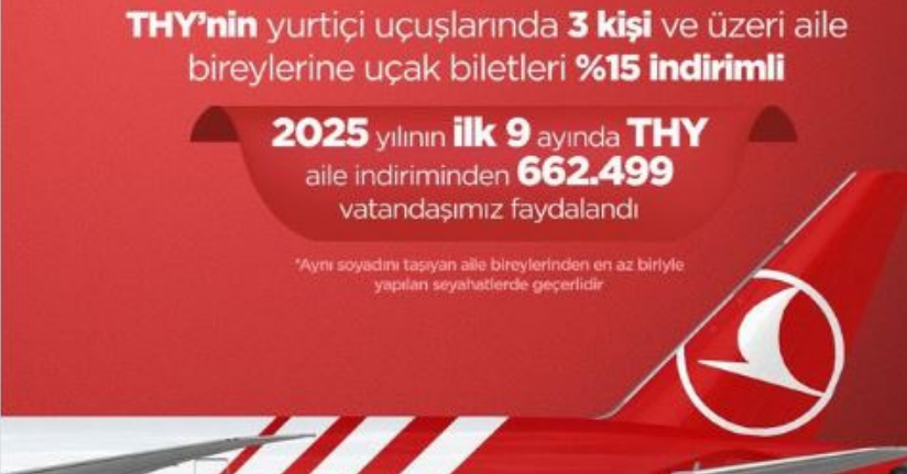 THY'nin 'Aile Yılı' indiriminden 662 bin 499 kişi faydalandı