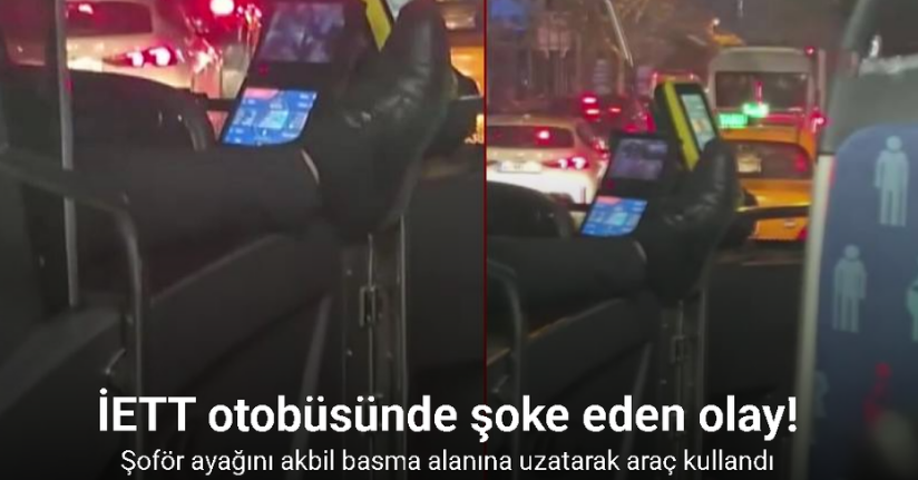 Şoför ayağını akbil basma alanına uzatarak araç kullandı