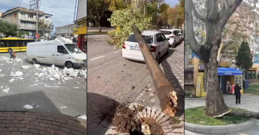 Bursa’da fırtına ağaçları devirdi, çatıları uçurdu