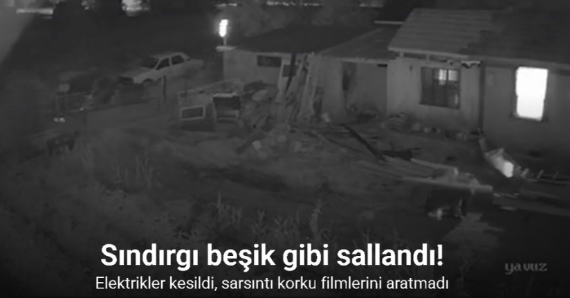 Sındırgı depreminde beşik gibi sallandı...O anlar kamerada