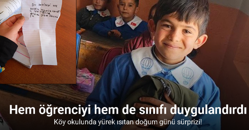 Köy okulunda yürek ısıtan doğum günü sürprizi
