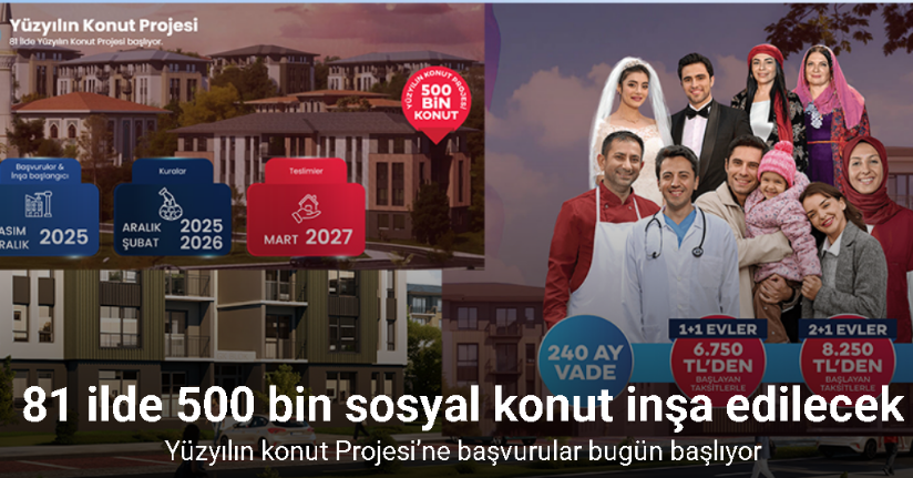Yüzyılın konut Projesi’ne başvurular başlıyor