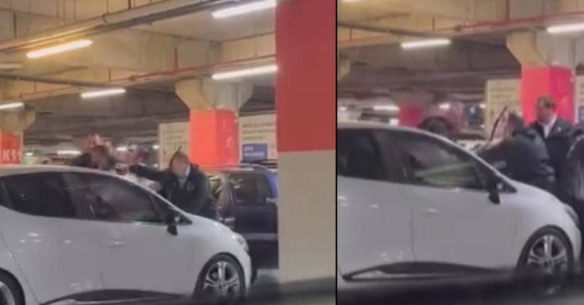 AVM otoparkında iki aile arasında kavga: O anlar kamerada