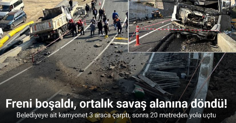 Belediyeye ait kamyonet az kalsın faciaya yol açıyordu