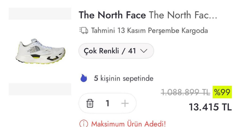 Ayakkabının fiyatını 1 milyon 88 bin lira gösterip 13 bin liraya düşürdüler