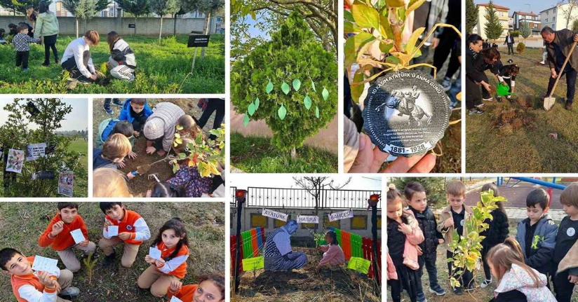 81 ildeki okullarda fidanlar, ‘Atatürk ve Vatan Sevgisi’ mesajlarıyla toprağa bırakıldı