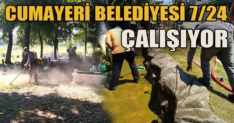 Cumayeri’nde bayram temizliği gece gündüz devam ediyor