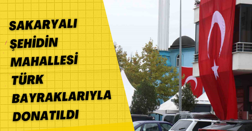Sakaryalı şehidin mahallesi Türk bayraklarıyla donatıldı