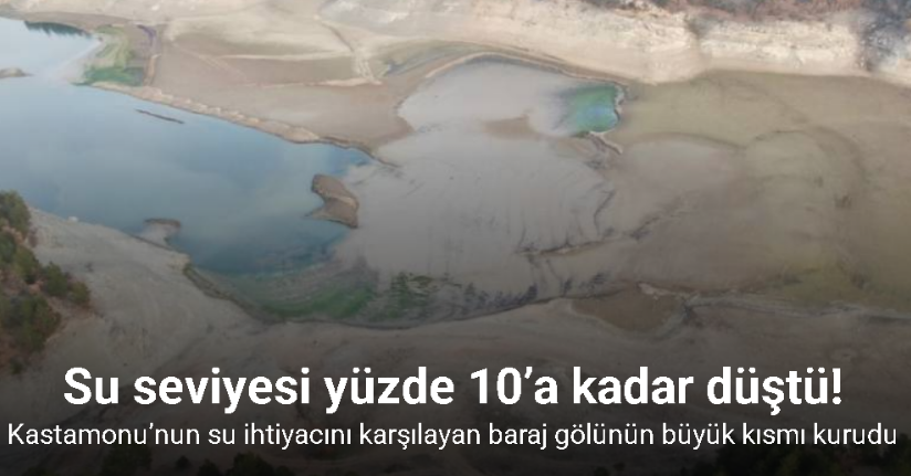 Kastamonu’nun su ihtiyacını karşılayan baraj gölünün büyük kısmı kurudu