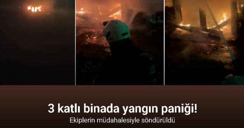 Rize’de 3 katlı binanın kömürlüğünde yangın paniği