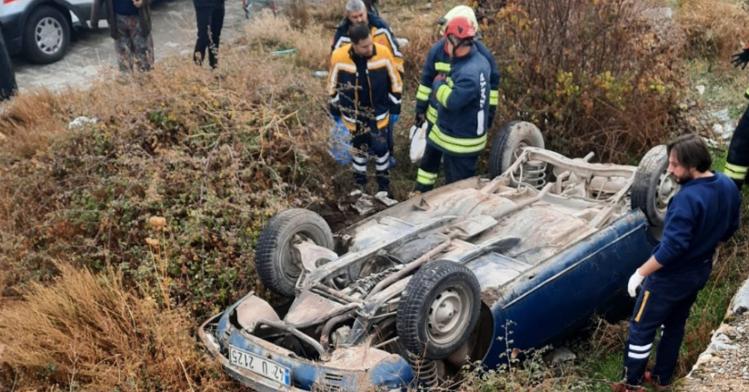 Şarampole yuvarlanan otomobilin sürücüsü öldü