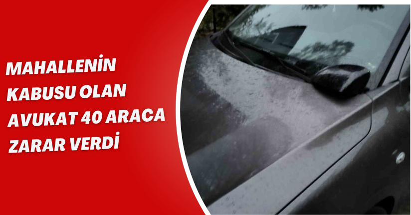 Mahallenin kabusu olan avukat 40 araca zarar verdi