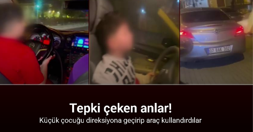 Esenyurt’ta anne babasının yanında otomobil ile trafiğe çıkan küçük çocuk kamerada