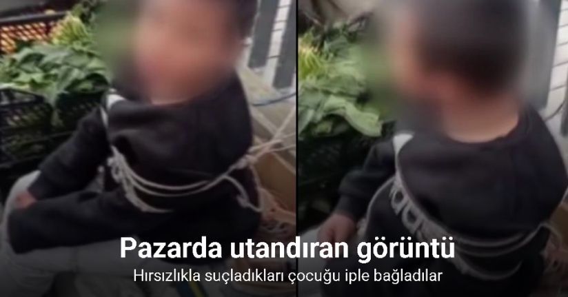 Sarıyer’de hırsızlık yaptığı iddia edilen çocuğu iple bağladılar