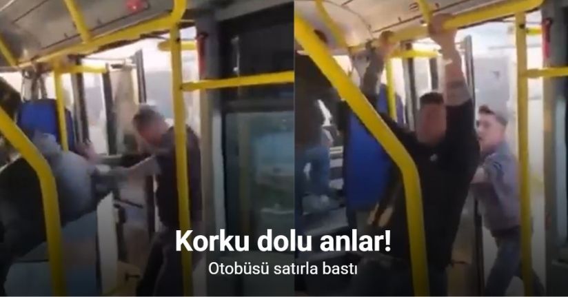 Otobüsü satırla bastı
