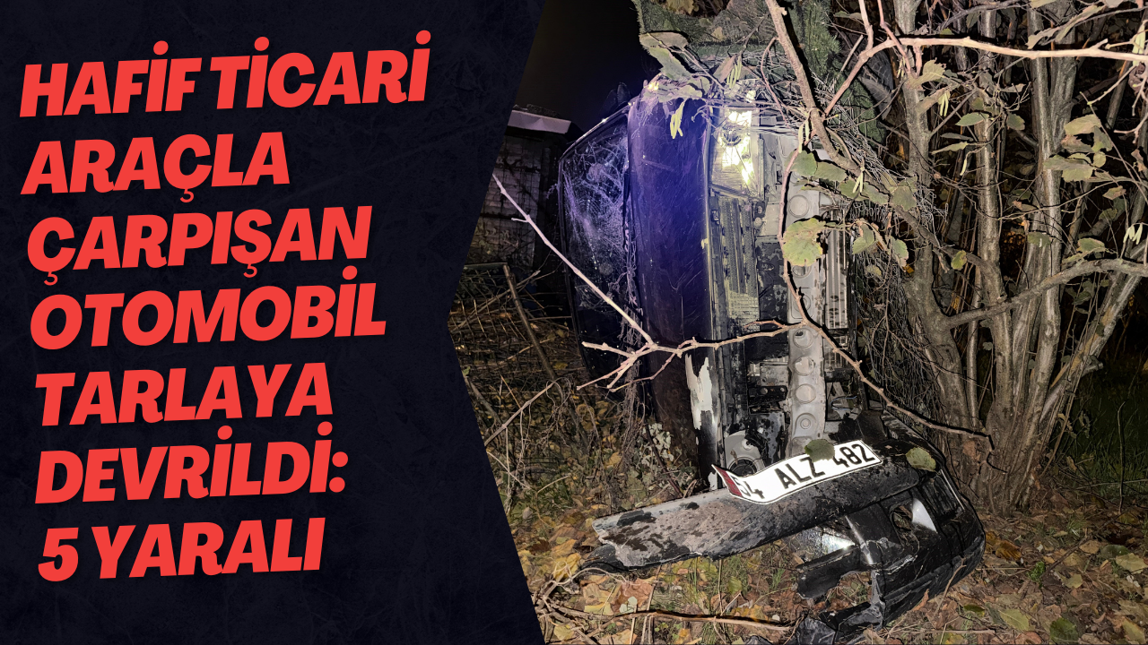 Hafif Ticari Araçla Çarpışan Otomobil Tarlaya Devrildi: 5 Yaralı