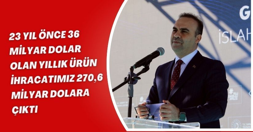 23 yıl önce 36 milyar dolar olan yıllık ürün ihracatımız 270,6 milyar dolara çıktı