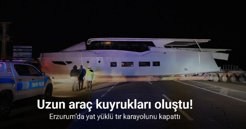 Erzurum’da yat yüklü tır karayolunu kapattı: Karşılarında yatı görenler şaşırdı