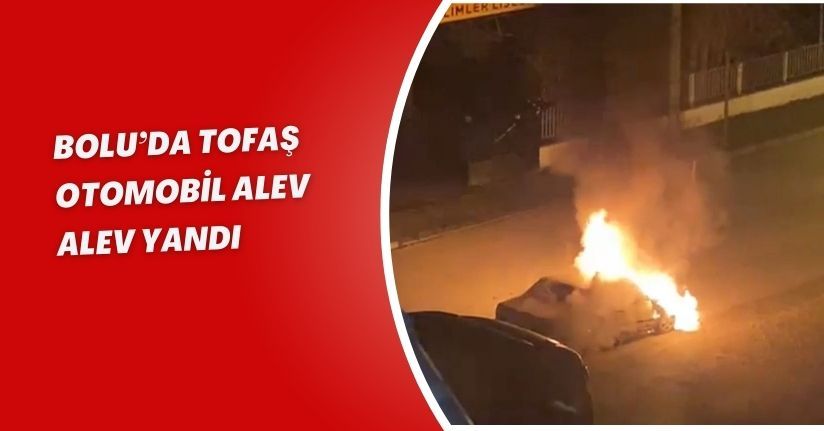 Bolu’da Tofaş otomobil alev alev yandı