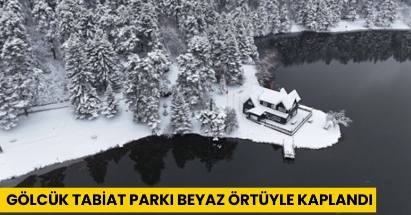 Gölcük Tabiat Parkı beyaz örtüyle kaplandı