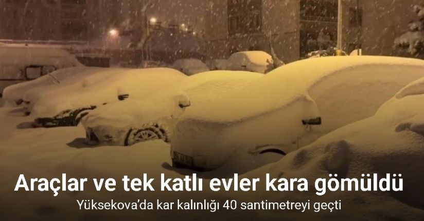 Yüksekova’da kar kalınlığı 40 santimetreyi geçti: Araçlar ve tek katlı evler kara gömüldü