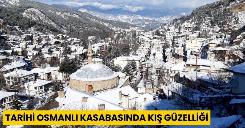 Tarihi osmanlı kasabasında kış güzelliği