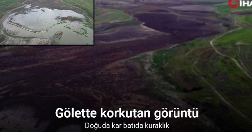 Doğuda kar batıda kuraklık: Gölette korkutan görüntüDoğuda kar batıda kuraklık: Gölette korkutan görüntü
