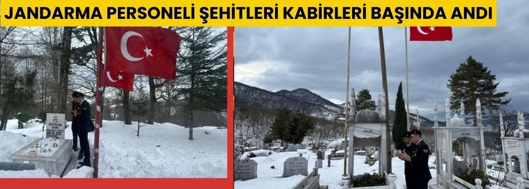 Düzce'de jandarma personeli şehitleri kabirleri başında andı
