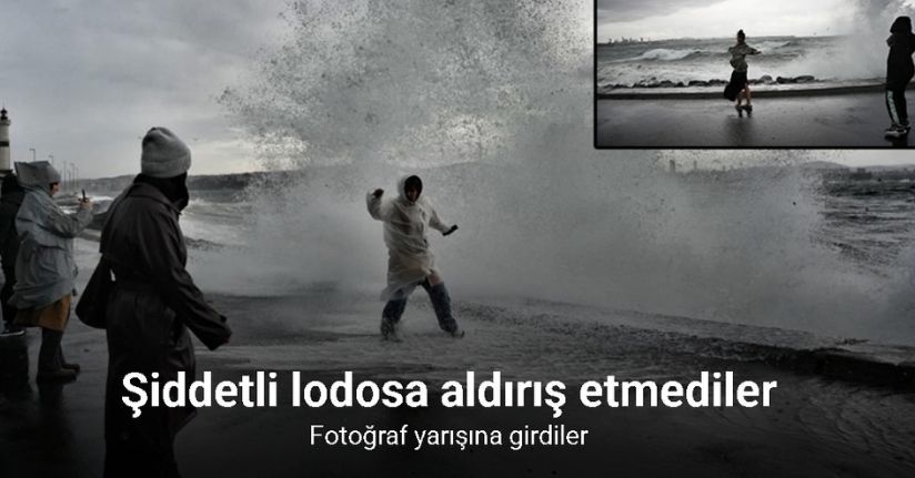 Şiddetli lodosa aldırış etmeden fotoğraf yarışına girdiler