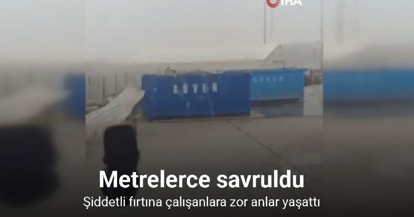 Fırtına Dilovası Limanı'nda konteyneri savurdu