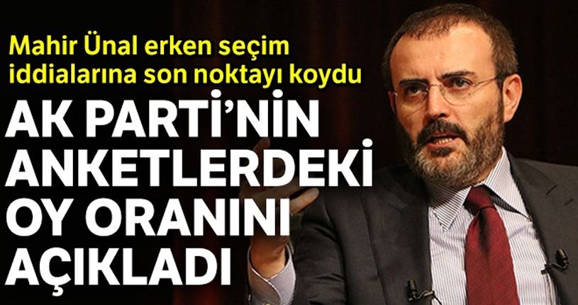 Mahir Ünal AK Parti'nin son anketlerdeki oy oranını açıkladı