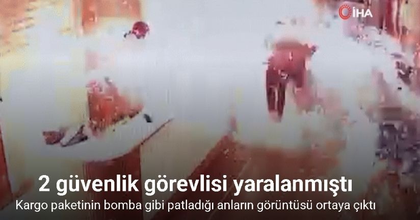 Lüks siteye getirilen kargo paketinin bomba gibi patladığı anların görüntüsü ortaya çıktı
