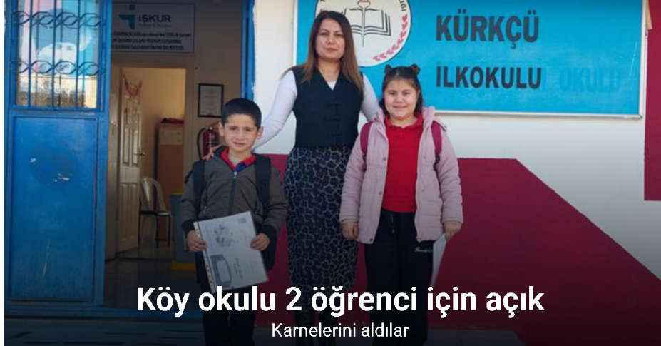 Köy okulu 2 öğrenci için açık: Öğrenciler karnelerini aldı
