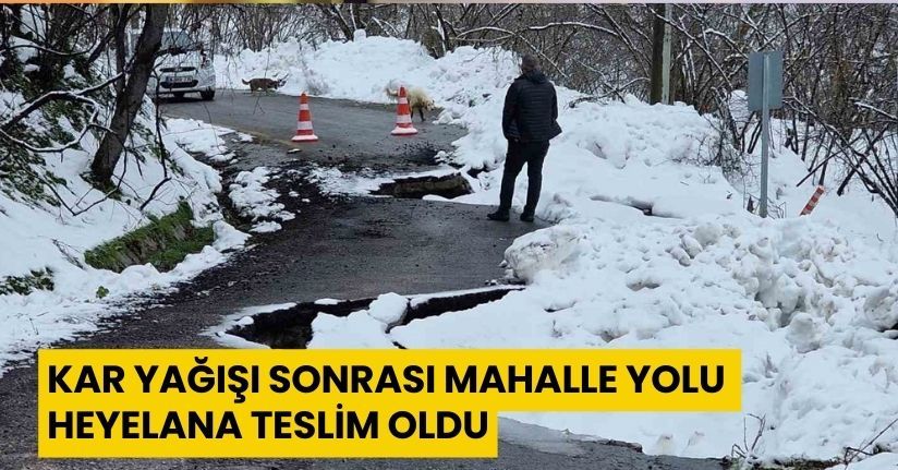 Kar yağışı sonrası mahalle yolu heyelana teslim oldu