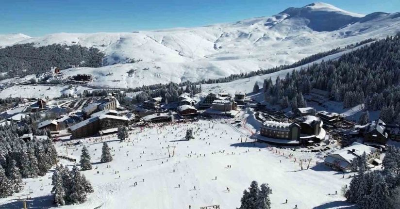 Uludağ’da sömestr yoğunluğu drone görüntülerine yansıdı