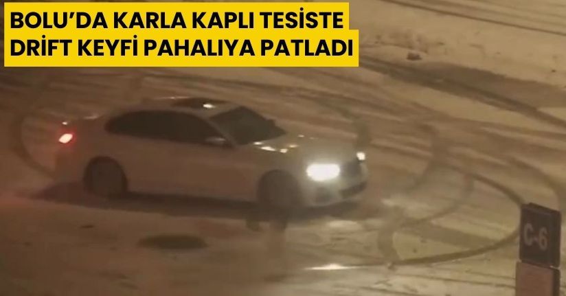 Bolu’da karla kaplı tesiste ‘drift’ keyfi pahalıya patladı