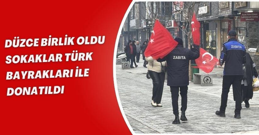 Düzce birlik oldu, sokaklar Türk bayrakları ile donatıldı