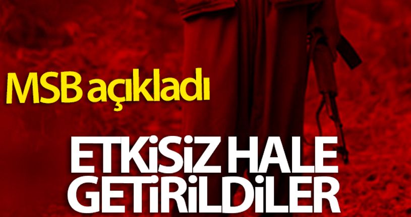 MSB: 'Pençe-Kaplan Operasyonu'nda 3 PKK'lı terörist etkisiz hale getirildi'