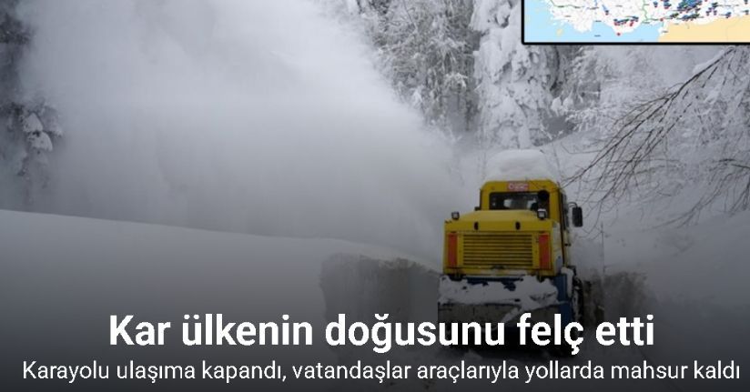 Kuvvetli kar yağışı ülkenin doğusunda ulaşımı felç etti