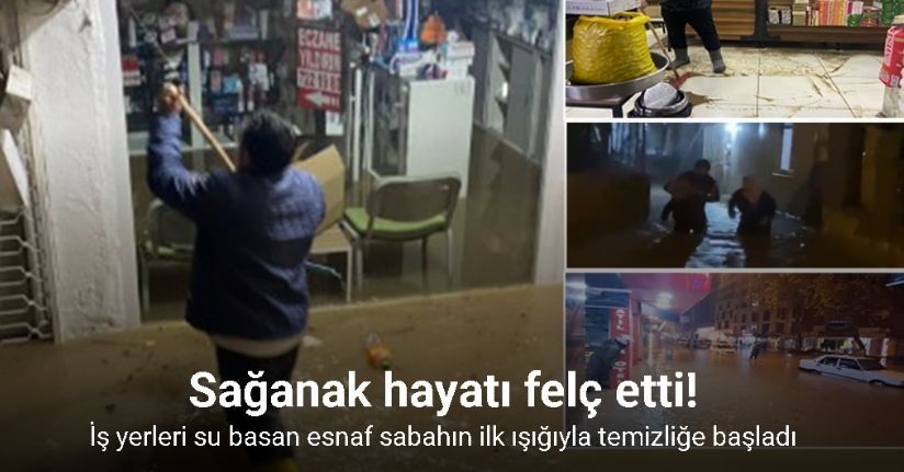 Antalya’da sağanak hayatı felç etti: İş yerleri su basan esnaf sabahın ilk ışığıyla temizliğe başladı