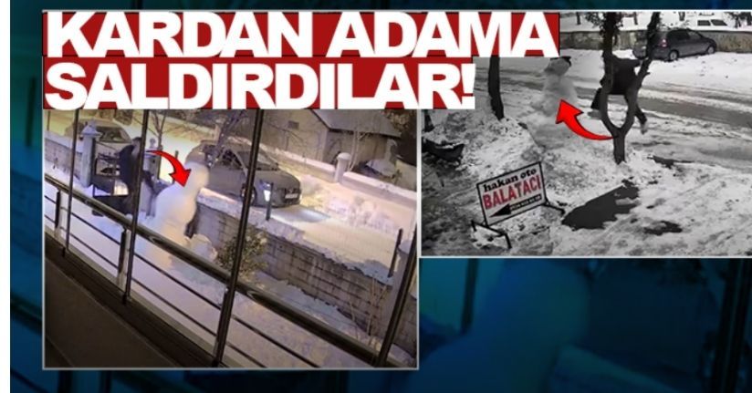 Aracından indi kardan adamı yıkıp gitti