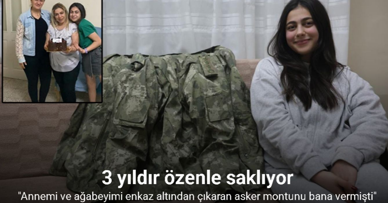 Depremde annesini ve ağabeyini enkazdan kurtaran askerin üşümesin diye kendisine verdiği montu geri