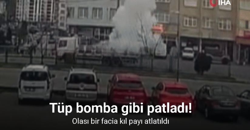 Trabzon’da seyir halindeki tüp kamyonunda korkutan patlama