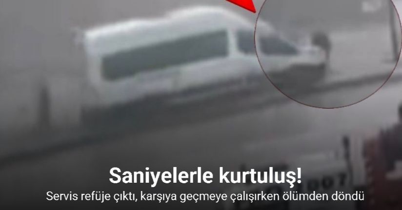 Kontrolden çıkan servis refüje çıktı: Ölümden saniyelerle kurtuluş kamerada