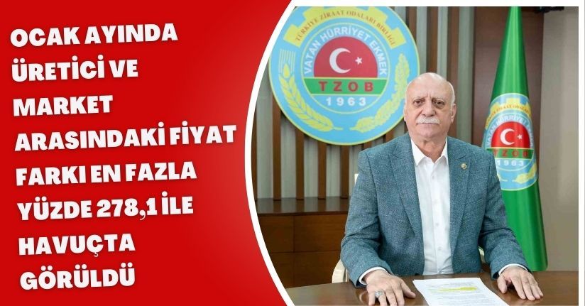 Ocak ayında üretici ve market arasındaki fiyat farkı en fazla yüzde 278,1 ile havuçta görüldü