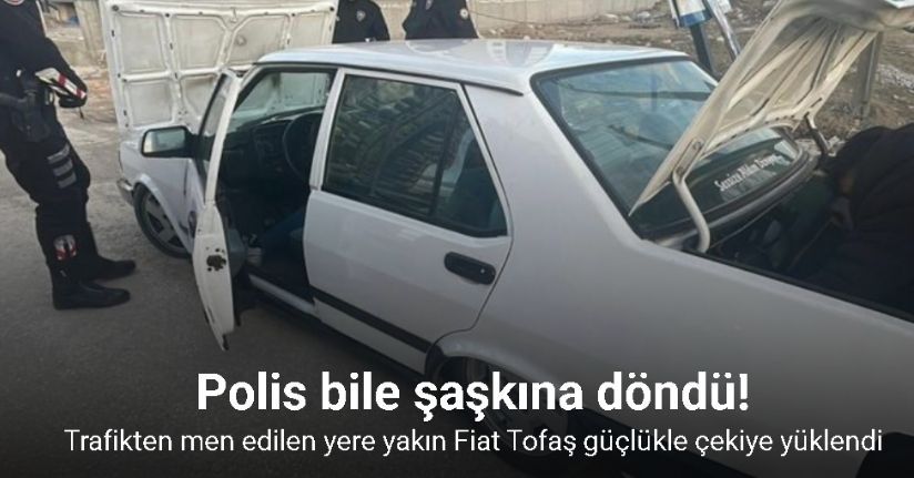 Trafikten men edilen yere yakın Tofaş güçlükle çekiye yüklendi