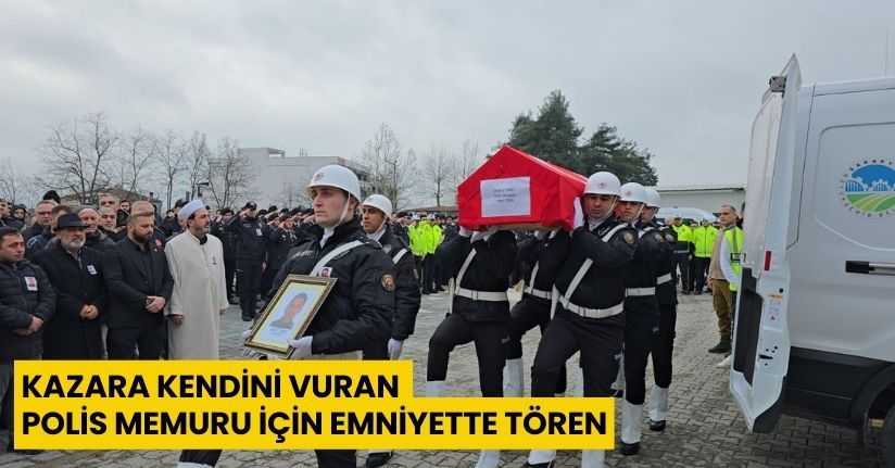 Kazara kendini vuran polis memuru için emniyette tören
